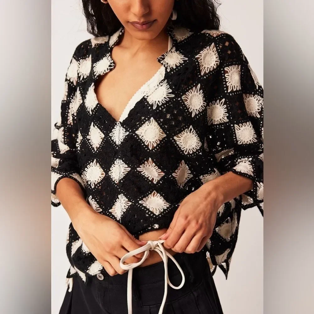 Free People Beach House Crochet Top Size XS